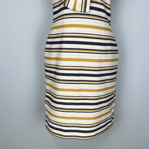 Brooks Brothers Womens Cream Striped Sleeveless Sheath Dress Twist Bow size 0 - Picture 4 of 11